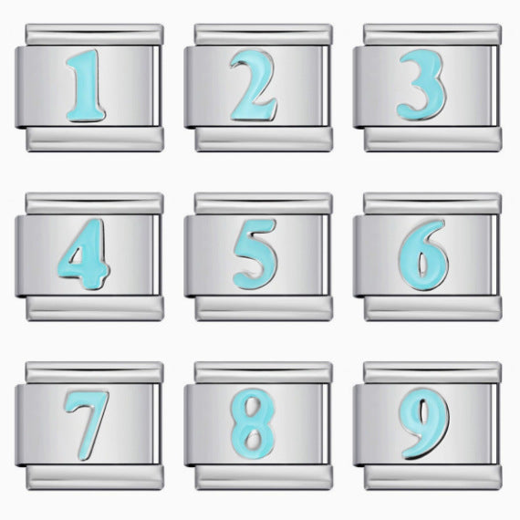 Concave Blue Arabic Numerals Series Italian Module Bracelets