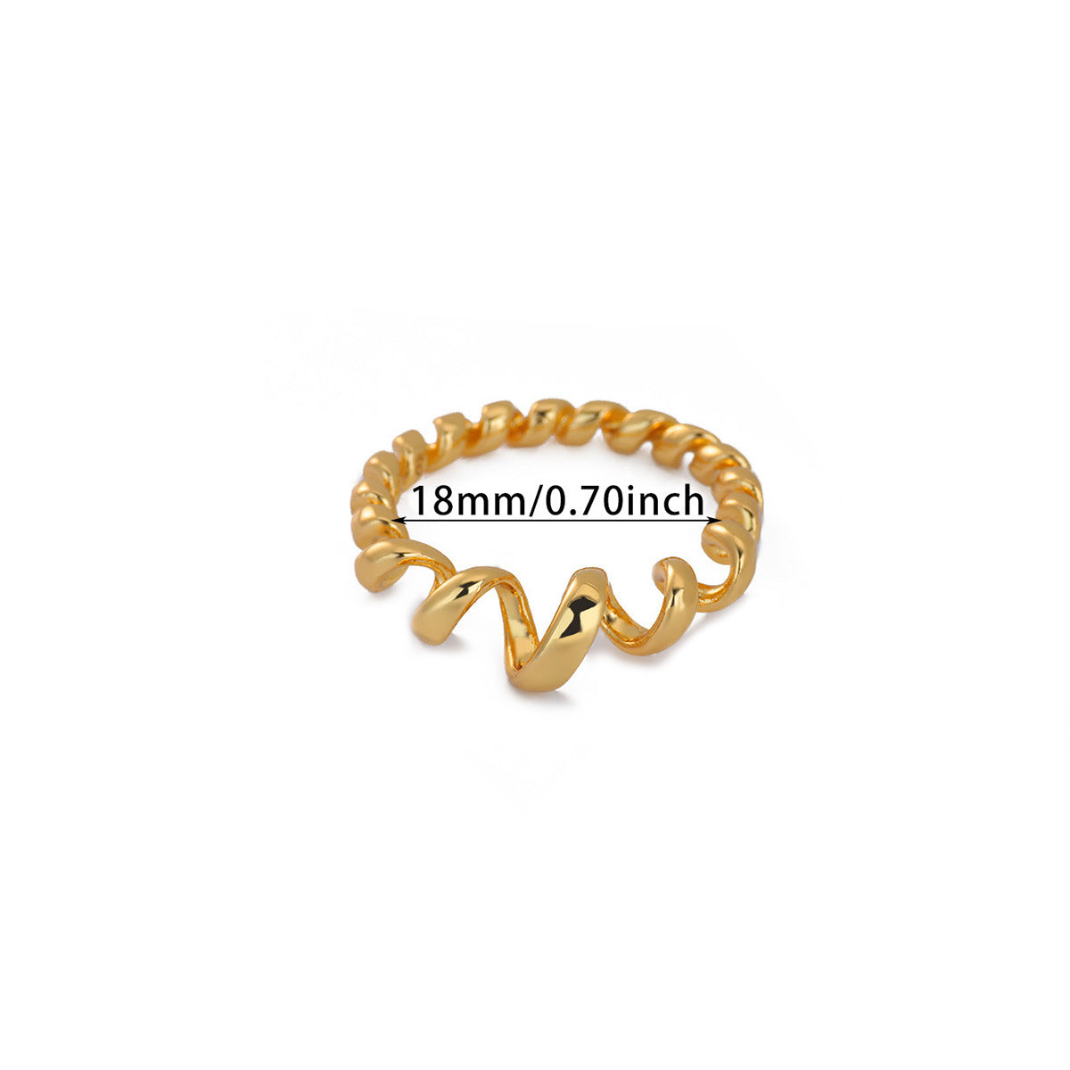 Twisted Line Design Unisex Gold-plated Simple Wave Ring