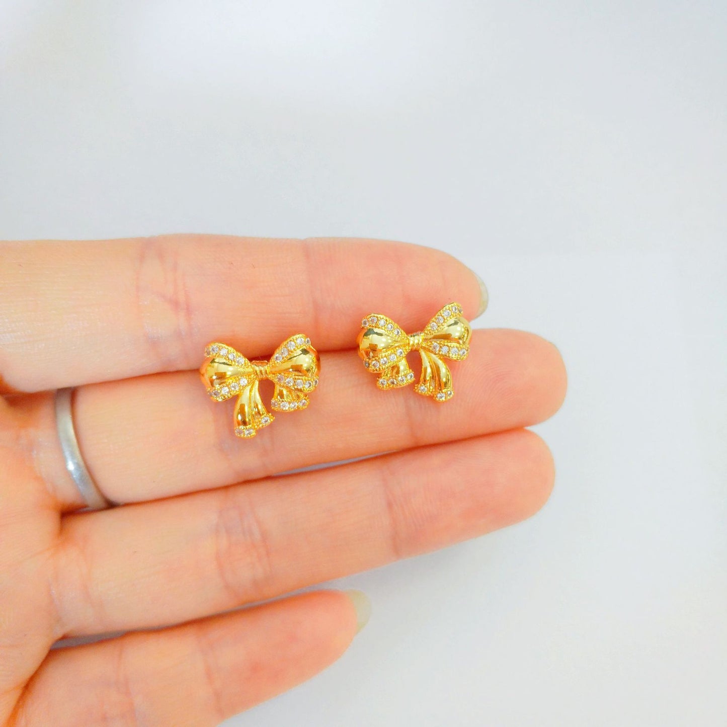 Brass Gold-plated Emblem Bow Vietnam Placer Gold Rings