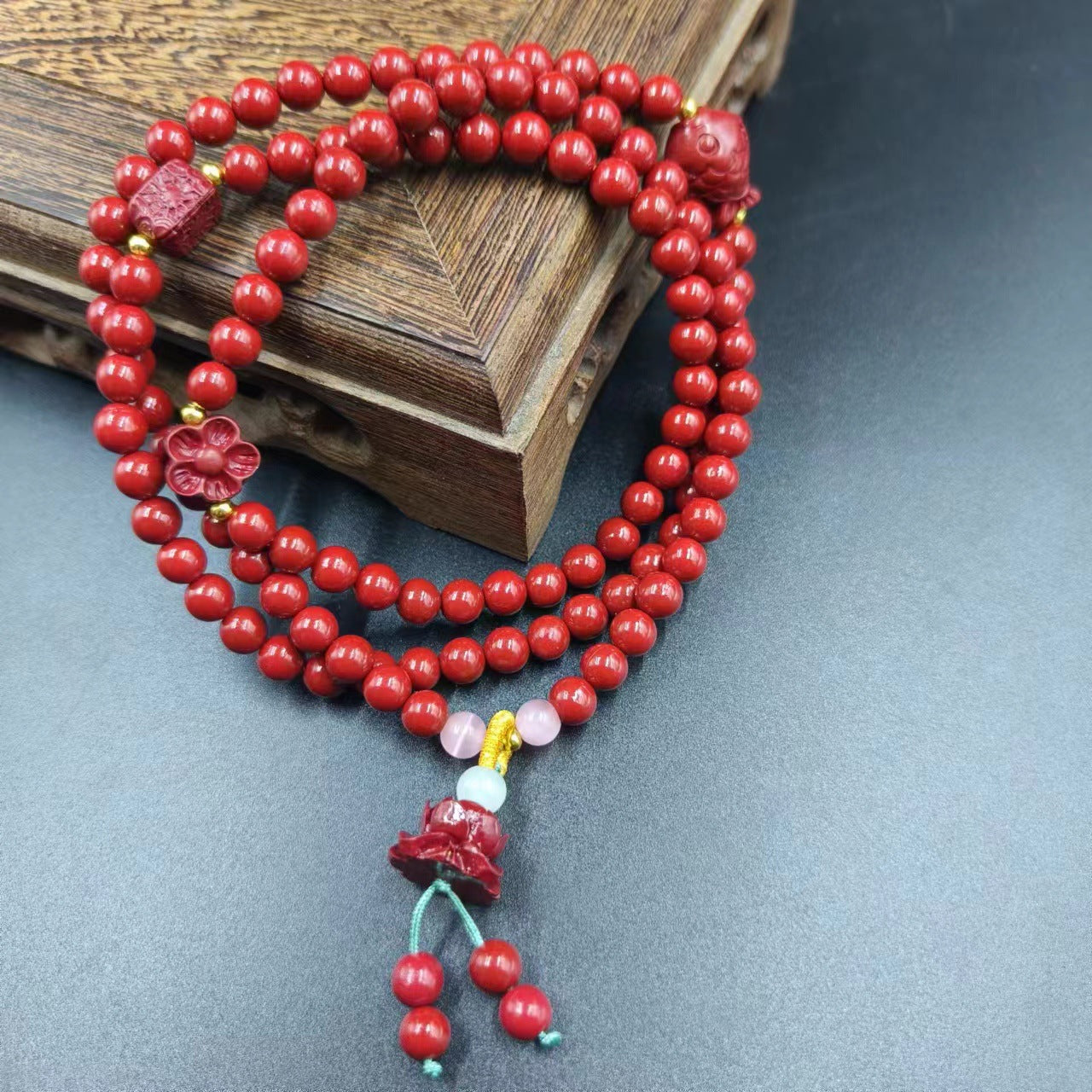 Women's & Men's Cinnabar Purple Gold Sand Single Circle Simple Buddha Beads Light Bracelet