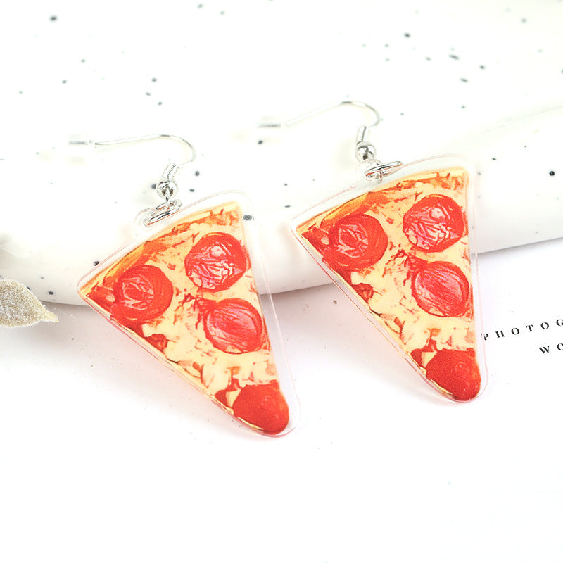 Hamburger Pizza Shape Acrylic Fashion Dessert Earrings