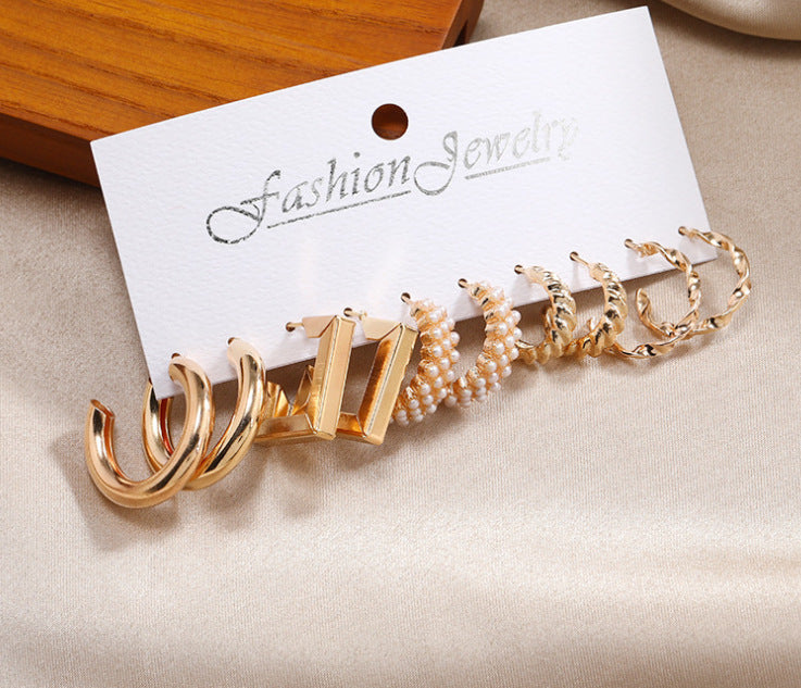 Creative Simple Acrylic Alloy Metal Pearl Stud Earrings