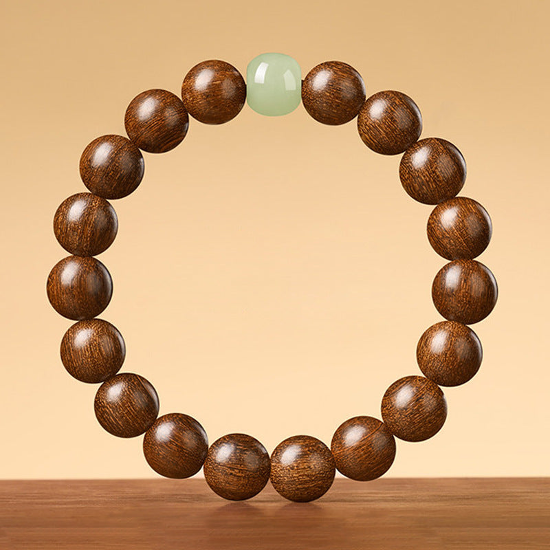 Women's & Men's Scenic Spot Gold Sandalwood Rosary Jade Bracelet