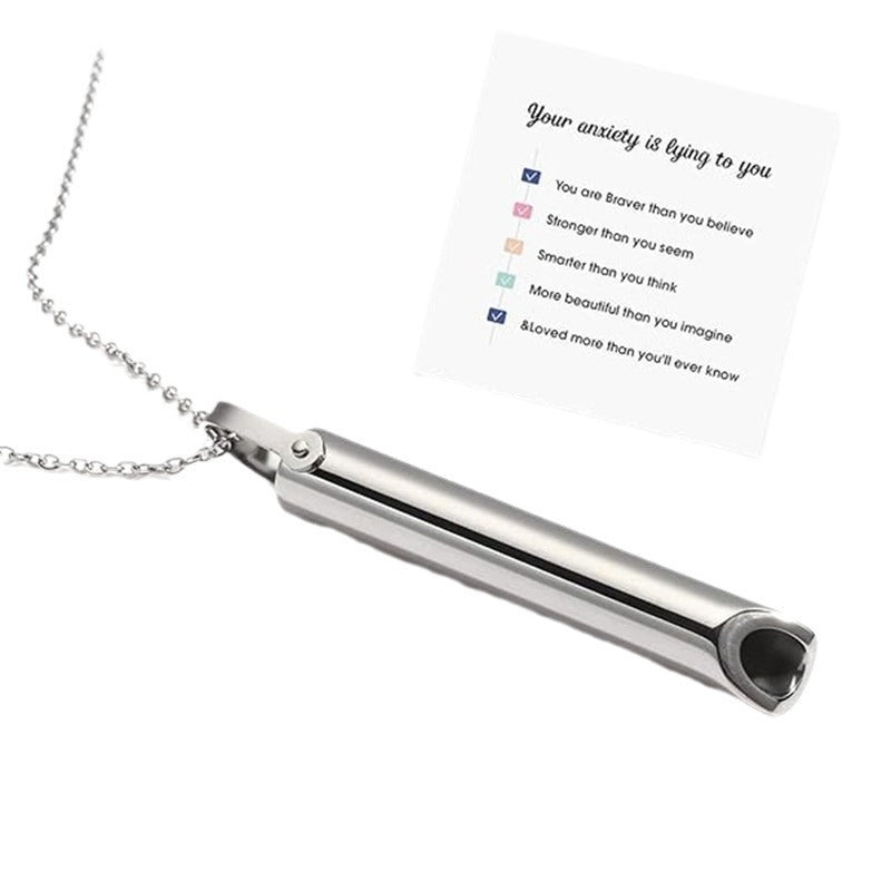 Steel Decompression Whistle Meditation Adjust Breathing Necklaces