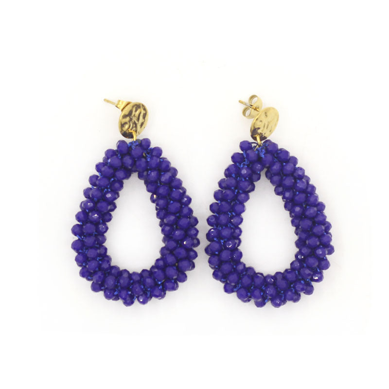 Women's Handmade Woven Crystal Fashion Water Drop Creative Bohemian Chic Earrings