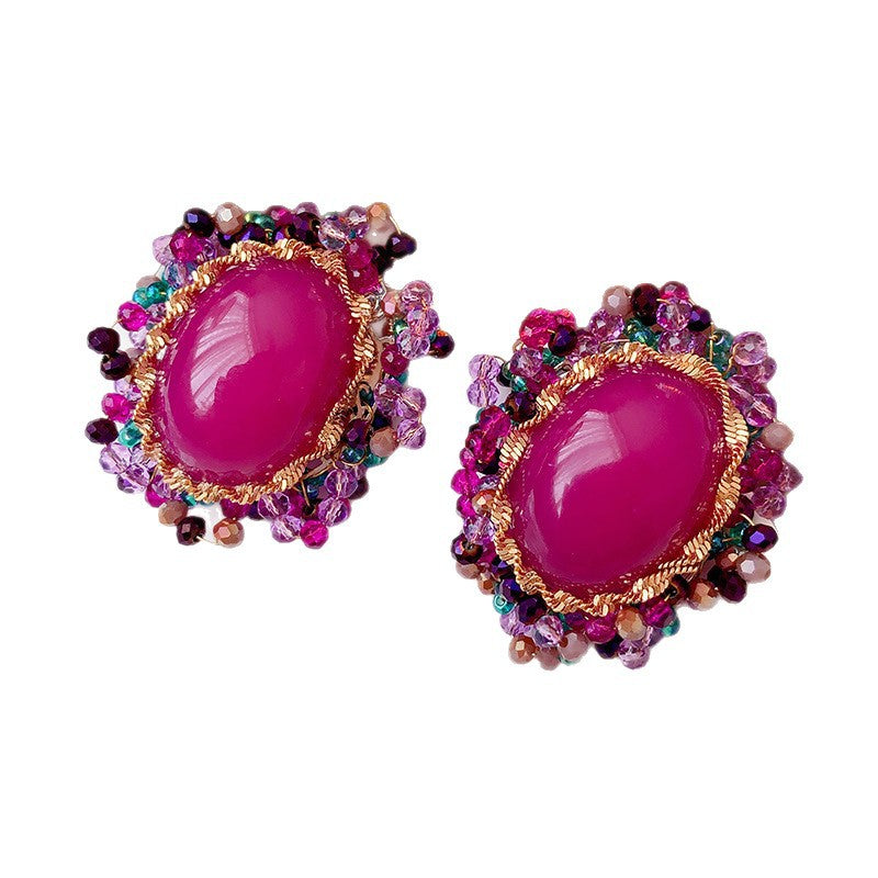 Women's Palace Style Sier Flower Light Luxury High-grade Design Sense Earrings