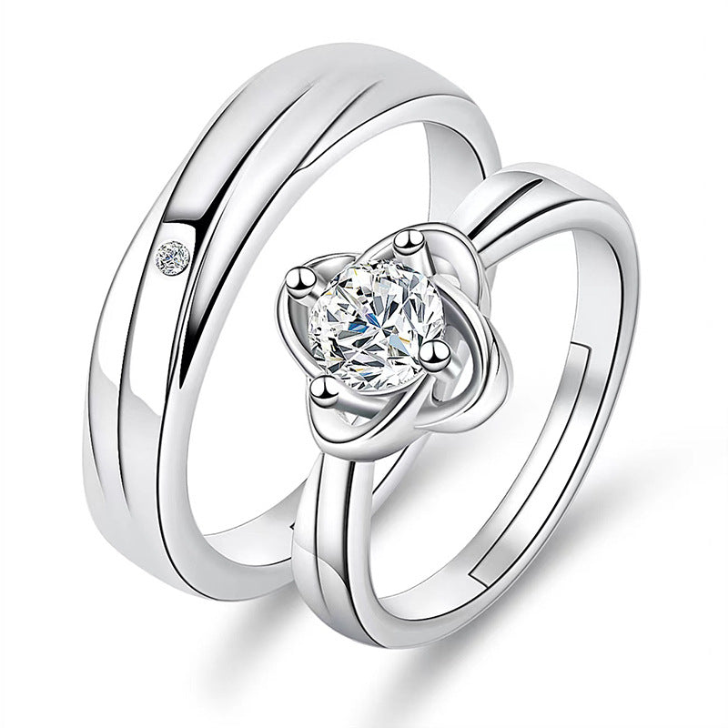 Women's & Men's Couple Simulation Diamond Opening Zircon Classic Rings