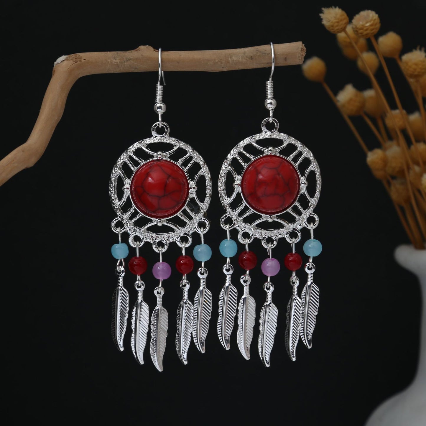 Personalized Ethnic Style Miao Sier Geometric Colorful Rings