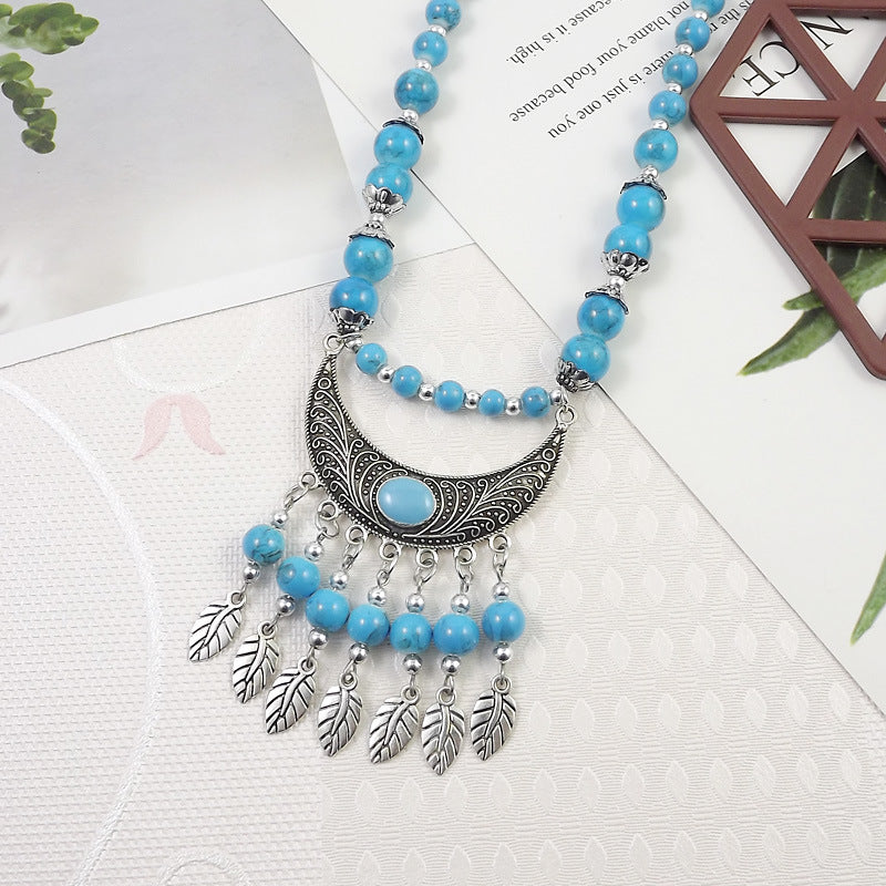 Ethnic Tibetan Colorful Beads Female Phoenix Necklace