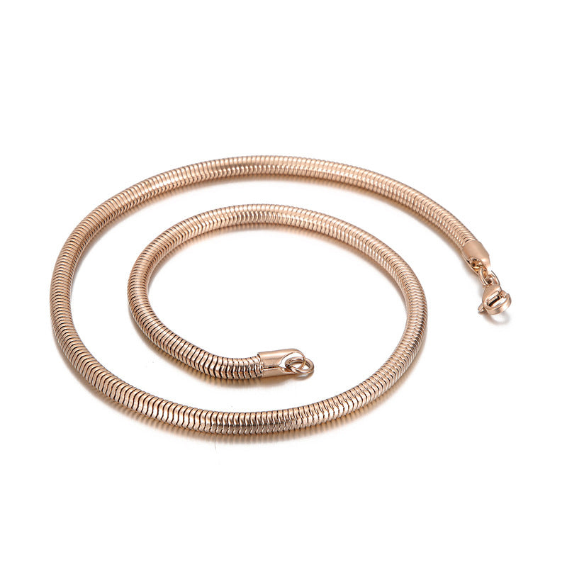 Men's Hip Hop Round Snake Bones Chain Titanium Necklaces