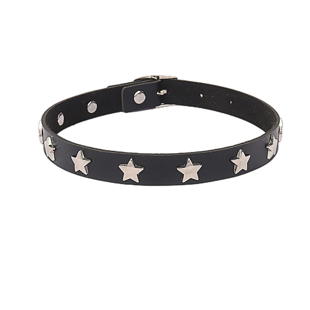 Slouchy Punk Rivet Leather Personality Simple Necklaces