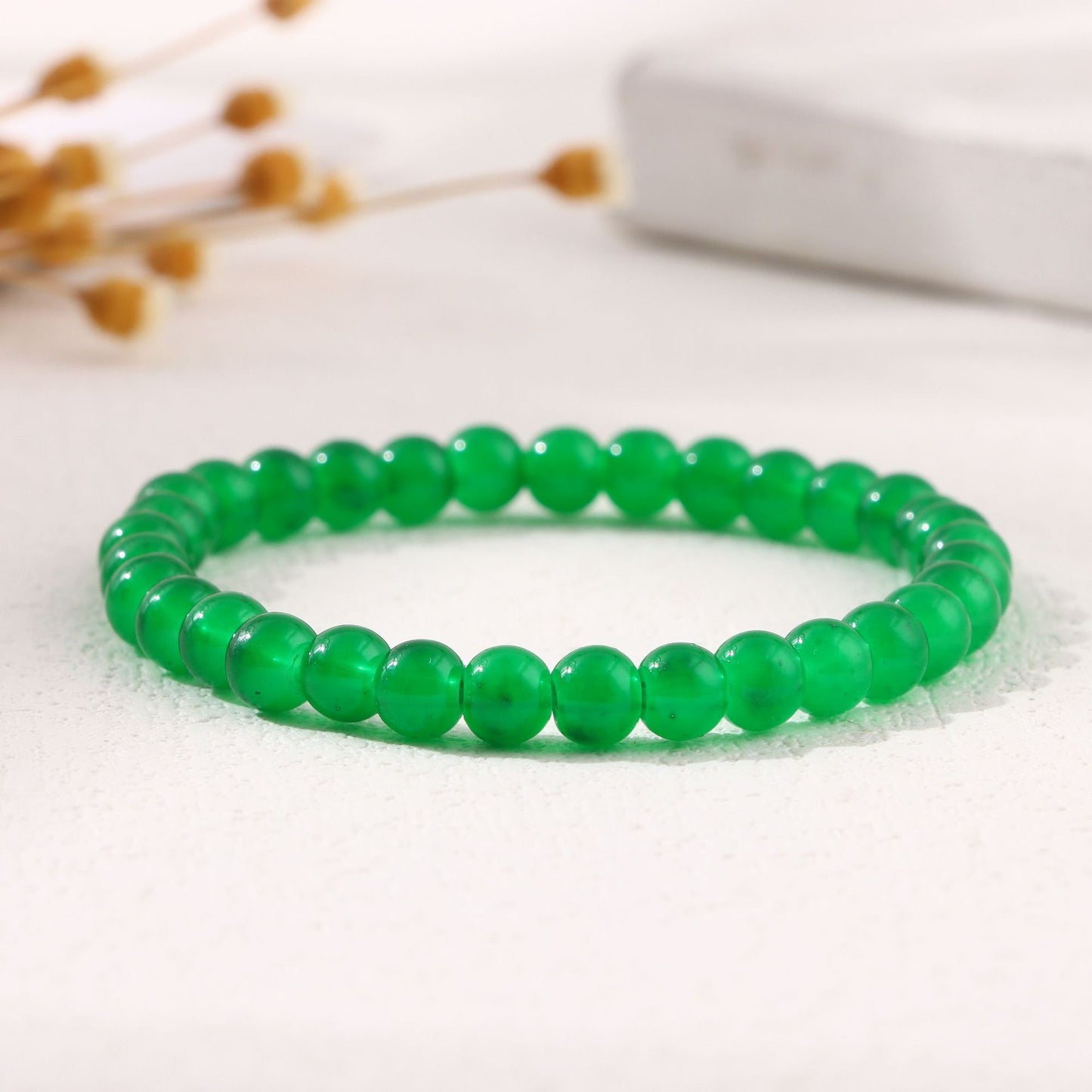 Women's & Men's Round Beads Couple Fashion Elastic String Beaded Bracelets