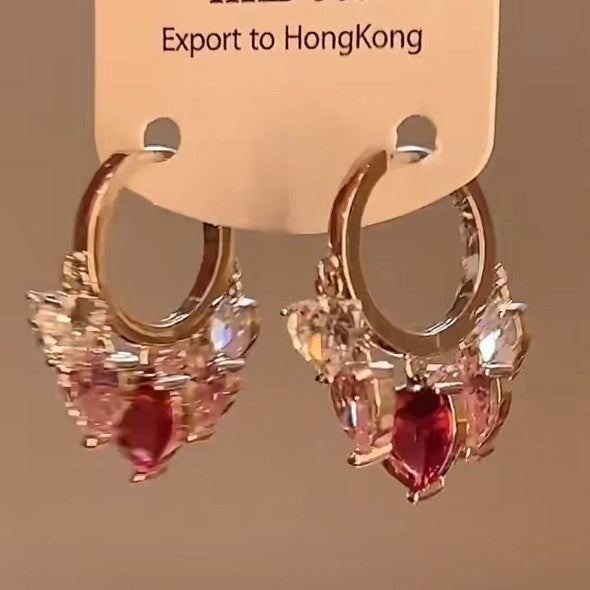 Women's Loving Heart Zircon Ear Cold Style Niche Design Clip Hard Rings