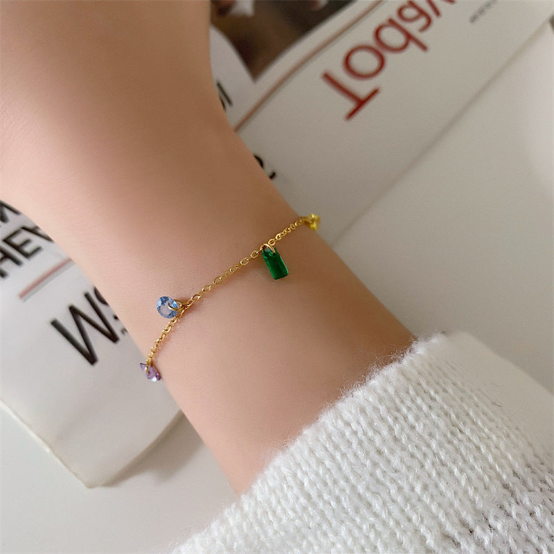 Korean Style Sweet Summer Fantasy Rainbow Zircon Fashion Bracelet