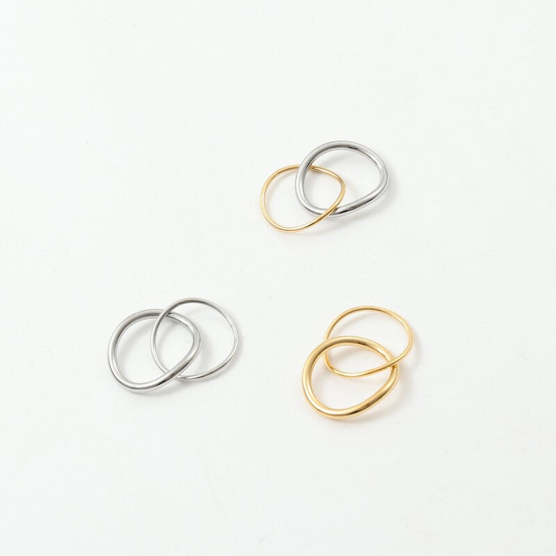 Titanium Steel Gold-plated Simple Temperament Style Abstract Double-line Symmetrical Ring