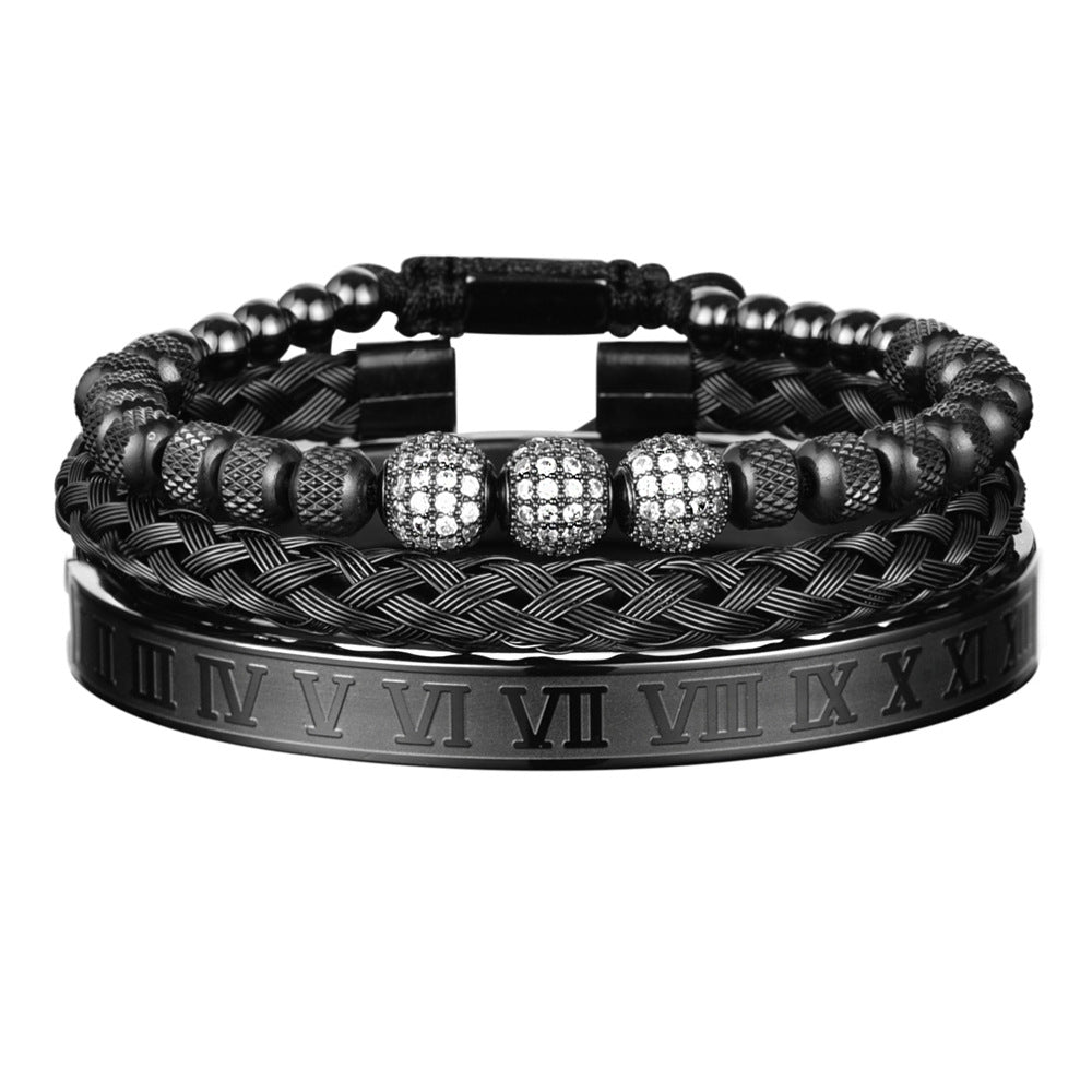 Men's Rhinestone Ball Ten Diamond Stainless Steel Mesh Bracelets