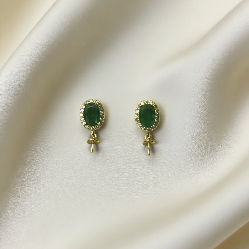 Women's Needle Aquamarine Pearl Special Interest Light Luxury Stud Earrings
