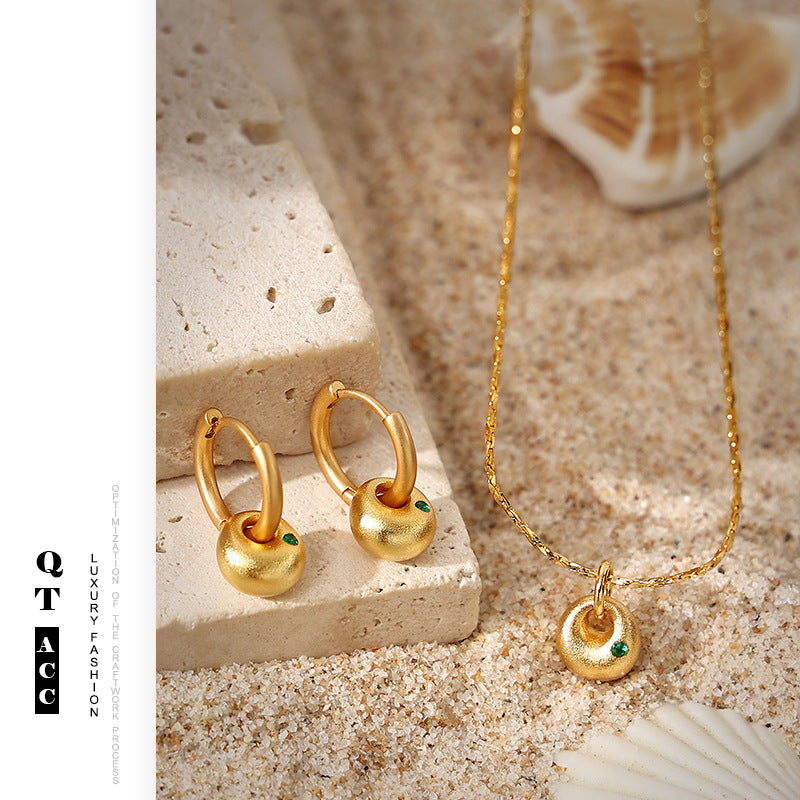 Retro Personality Fashion Suit Gold Micro Inlaid Emerald Zircon Alluvial Jewelry Set