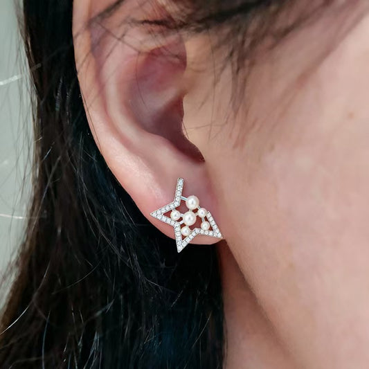 Light Luxury High Sense Inlaid Zircon Hollow Earrings