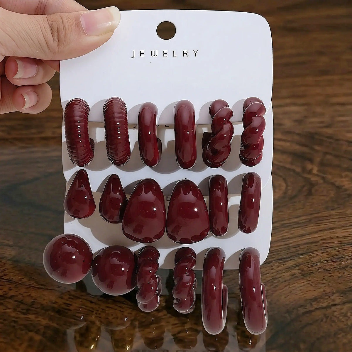 Women's Red Acrylic Water Drop Geometry Type Boutique Trendy Sets Of Earrings