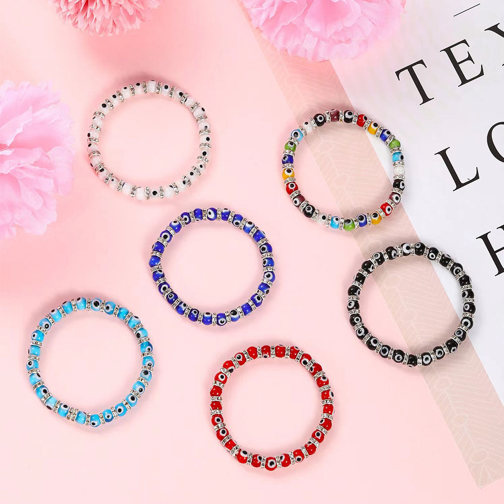 Women's Glass Bead Alloy Devil's Eye Beaded Bracelet