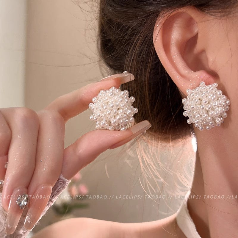 Women's Sier Needle Fashion Small Fresh Pearl Flower High-grade Exquisite Opal Rings