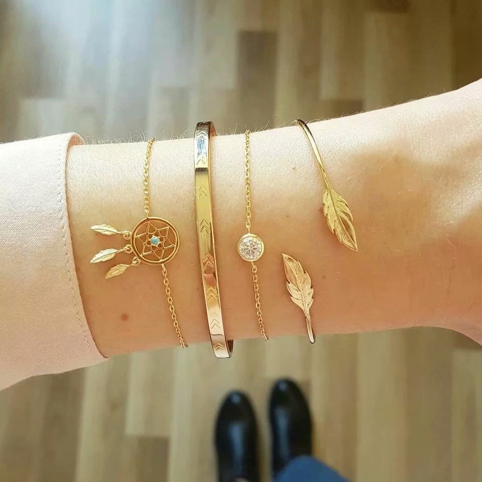Geometric Arrow Leaf Dream Catching Personality Bracelet