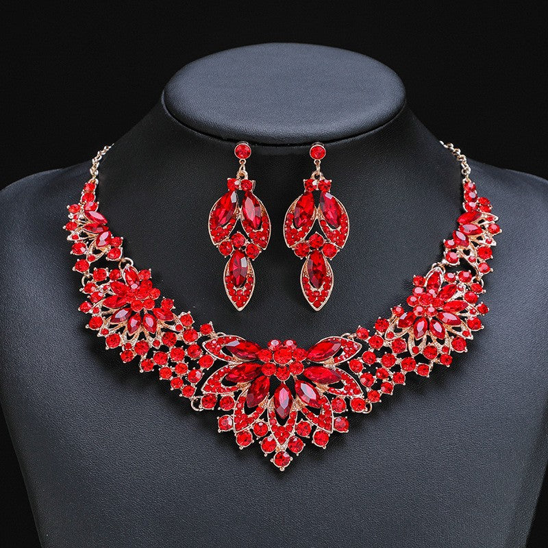 Women's Vintage Leaves Flowers Exaggerated Bridal Wedding Jewelry Set
