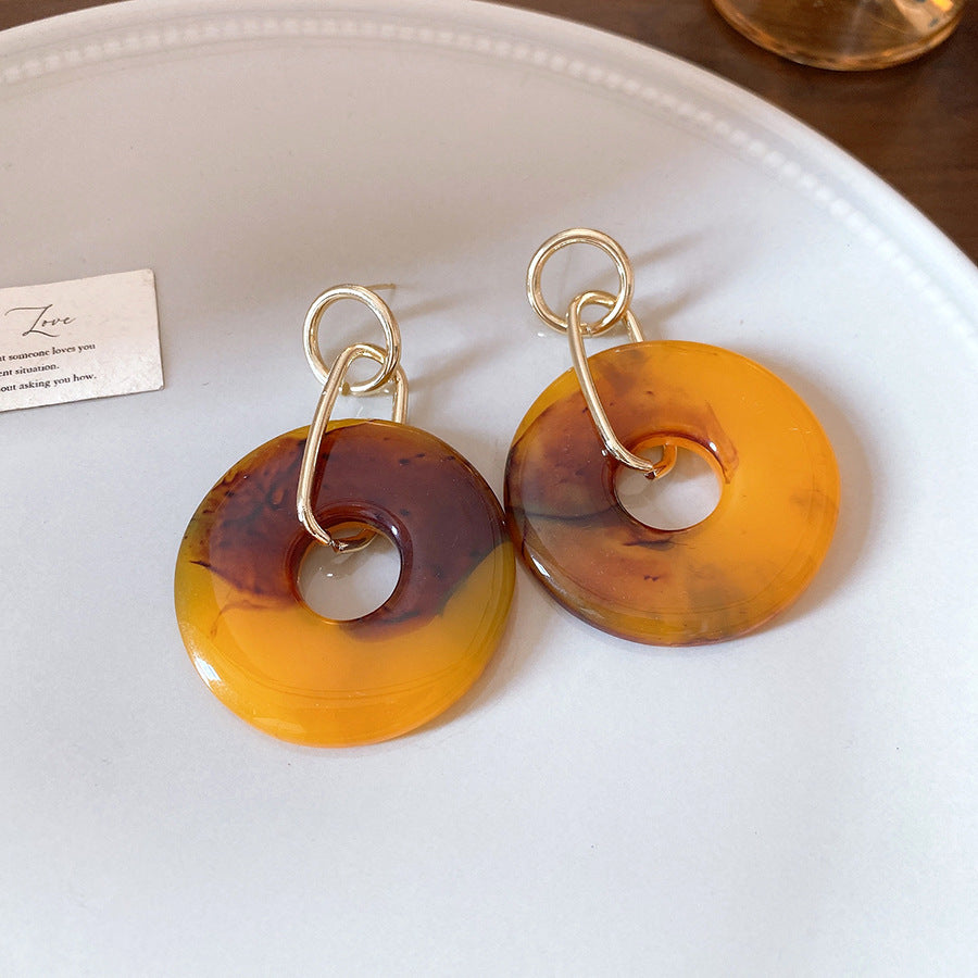 Women's Needle Geometric Irregular Resin Fashionable Retro Earrings