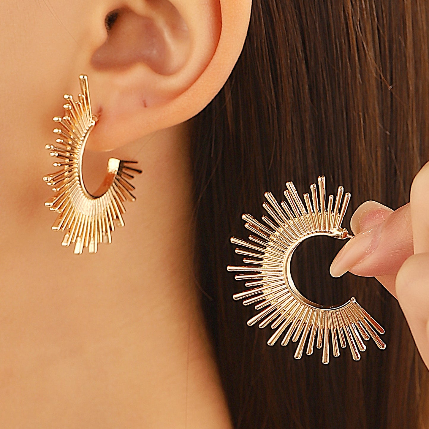 Fashion Exaggerated Sunflower Light Female Trend Party Earrings