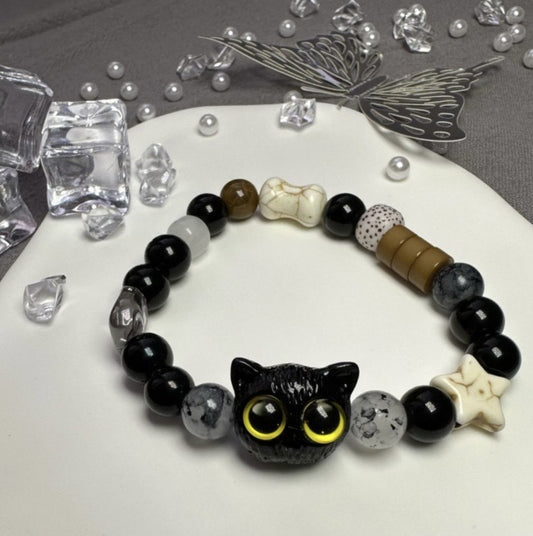 Black Sesame Kitty Cat White Cute Bracelets