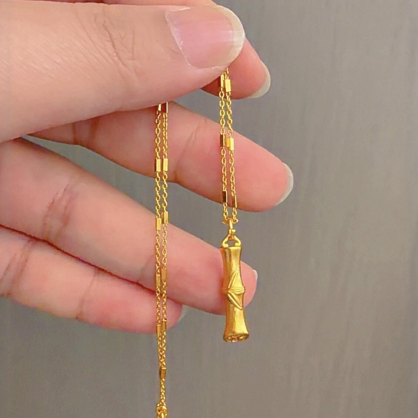 Women's Bamboo Joint Ancient Brushed Clavicle Chain Pendants