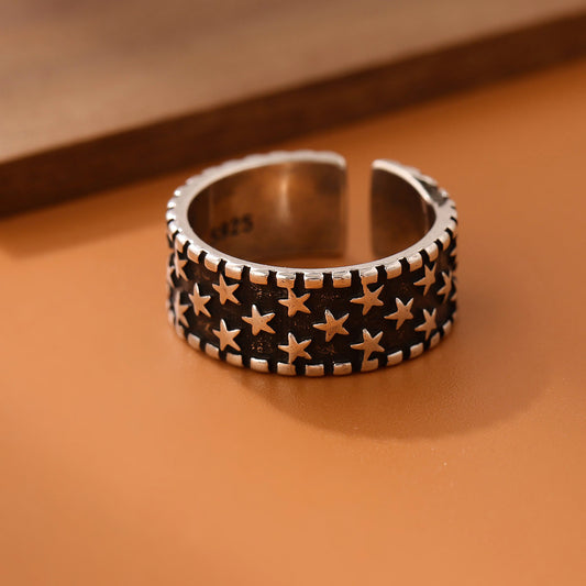 Women's Retro Personalized Five-pointed Star Hip Hop Ring