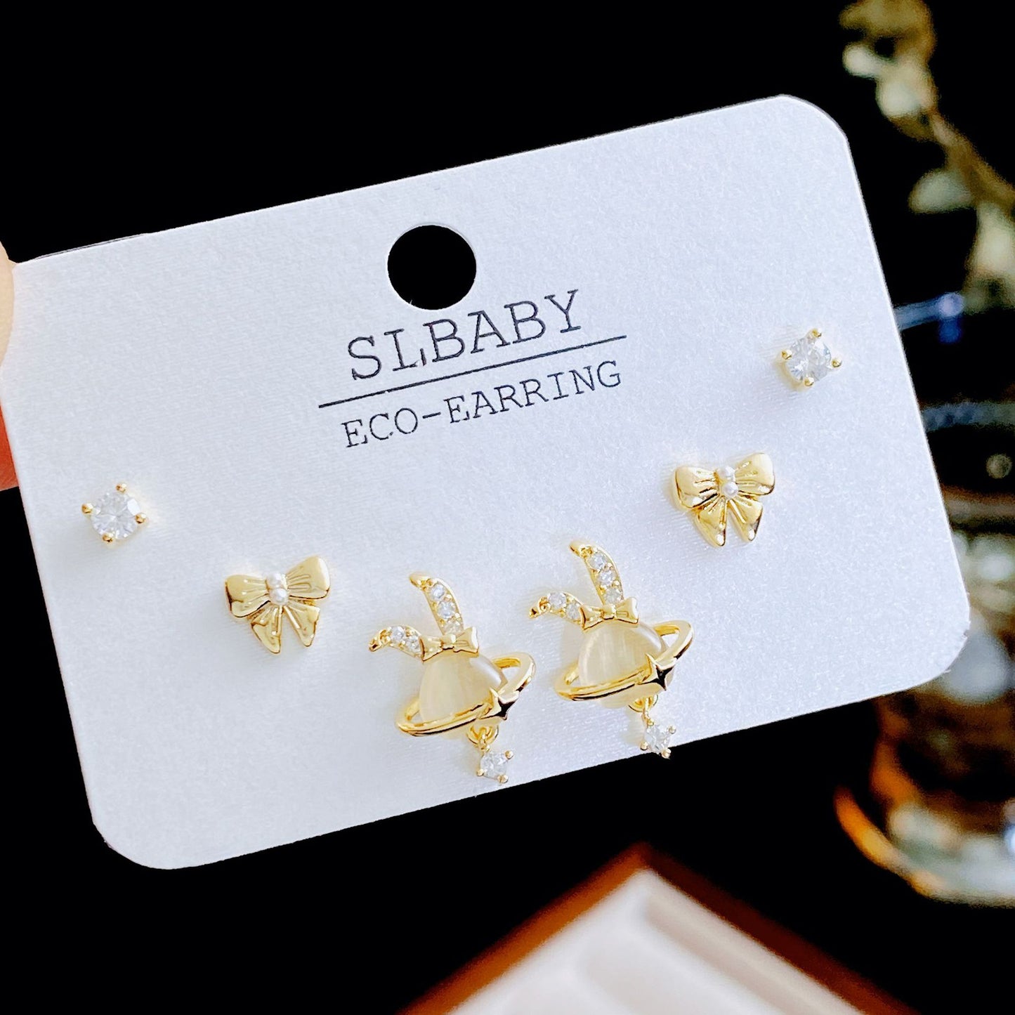 Micro Inlaid Zircon Pearl Commuter Three Pairs Earrings