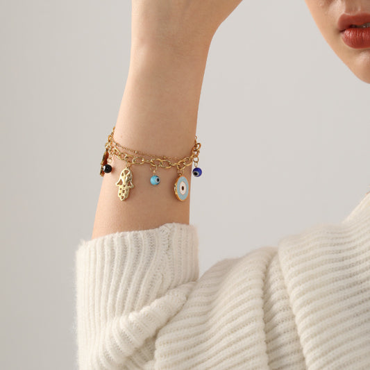 Women's Devil's Eye Niche Fashion Electroplated Metal Hand Bracelets