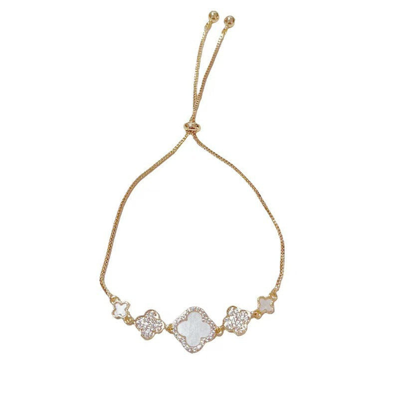 Simple Design Zircon Four-leaf Flower Light Luxury High-grade Bracelets
