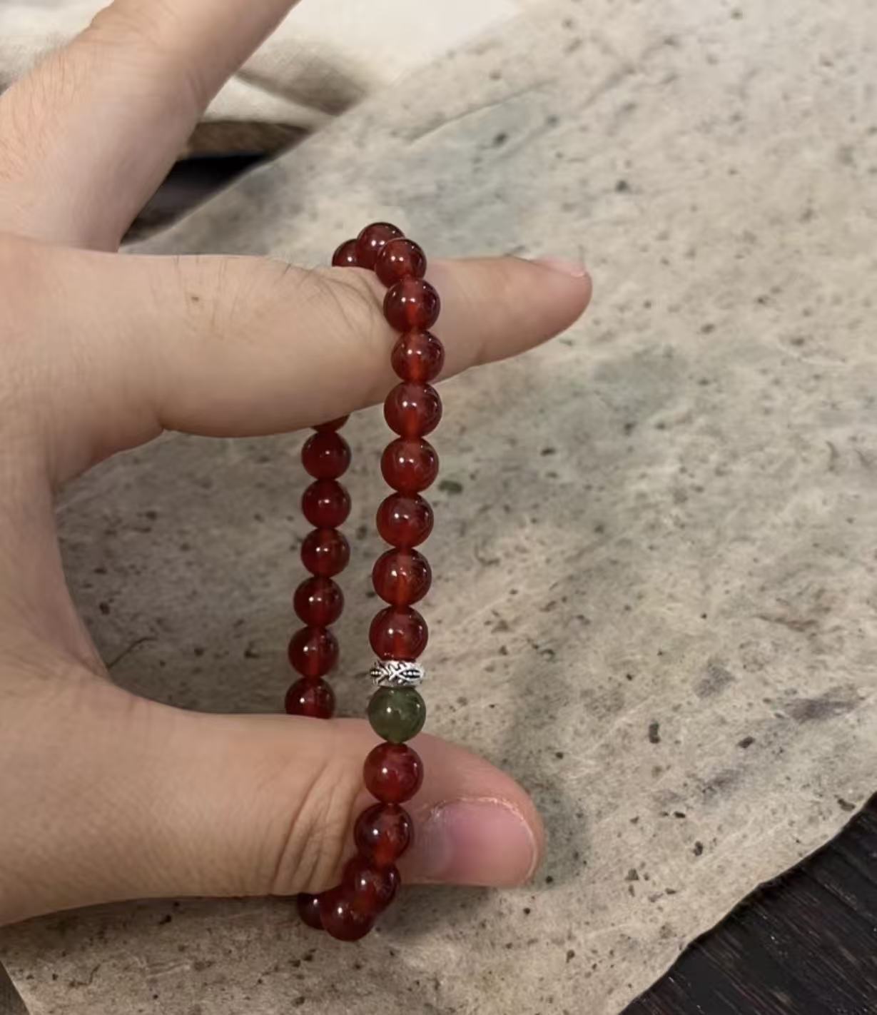 Double Obsidian Three Pterocarpus Jade Cook Bracelets