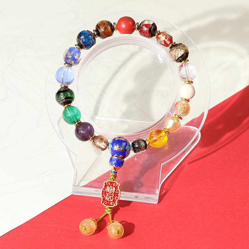 Fragrant Gray Colored Glaze Eighteen Prayer Beads Yellow God Of Bracelet