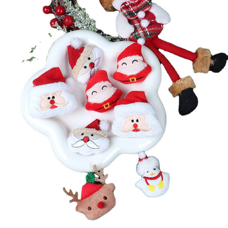 Christmas Brooch Plush Doll Santa Claus Snowman Elk Cartoon Jewelry Accessories