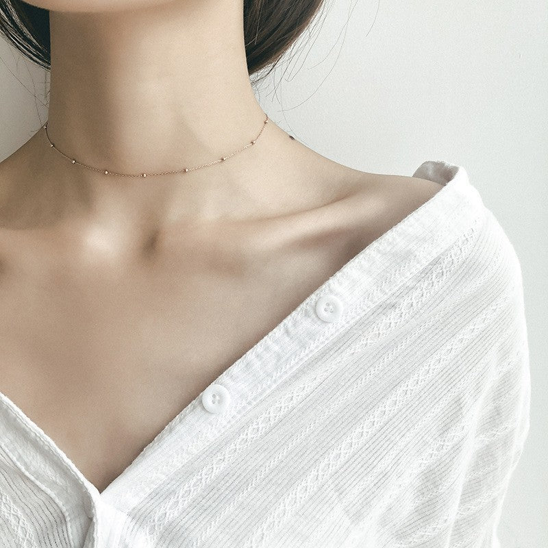 Slim Interval Small Beads Clavicle Chain Simple Short Collar