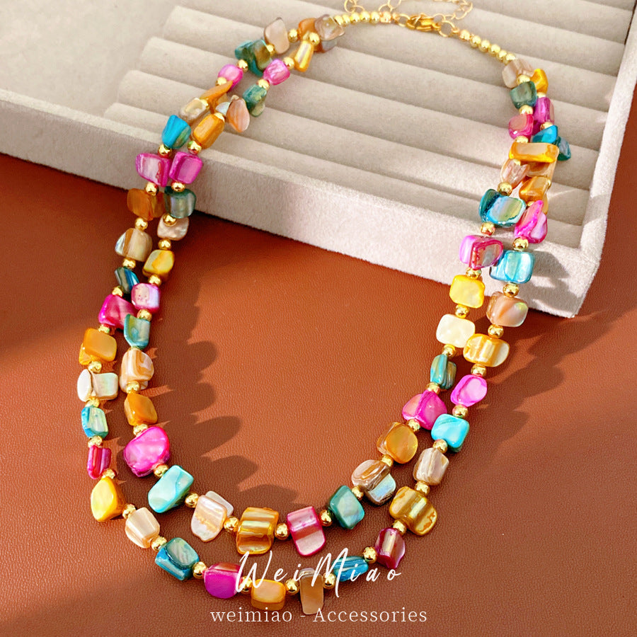 Irregular Double Shell Vintage Bohemian Personality Fashion Niche Necklace