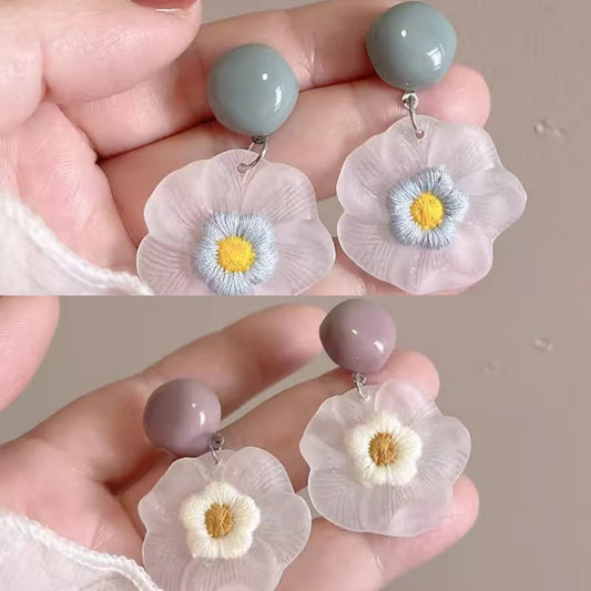 Women's Flower Frosted Resin Knitted Oil Rings