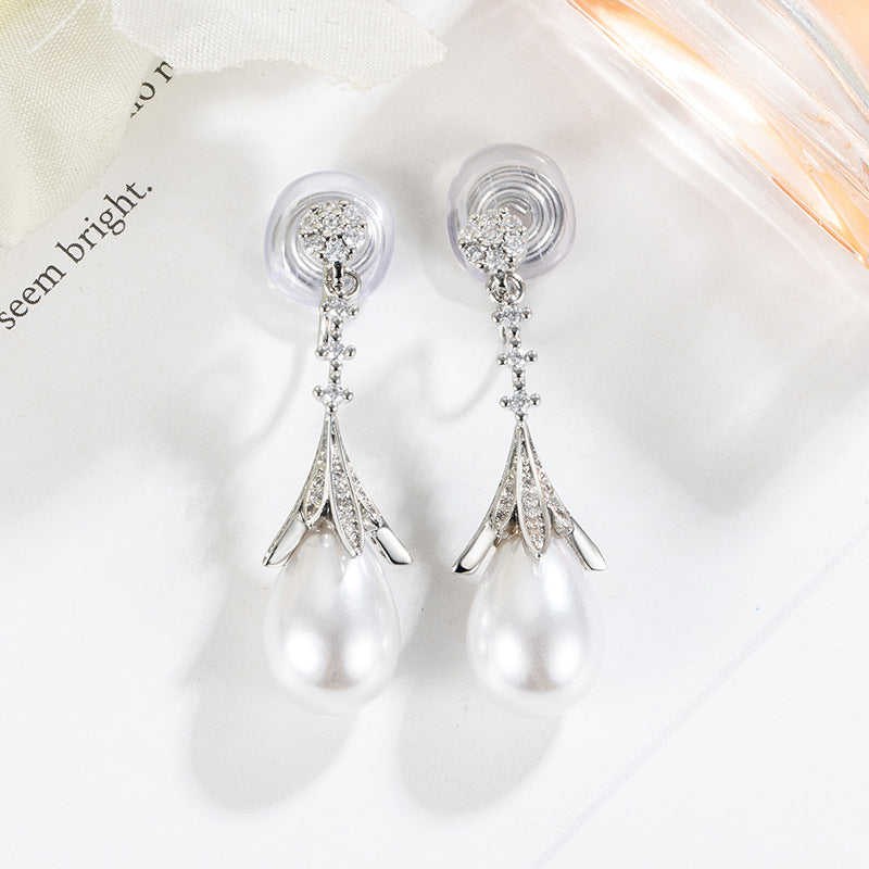 Women's Style Satine Retro Summer High-grade Pearl Water Drop Ear Earrings