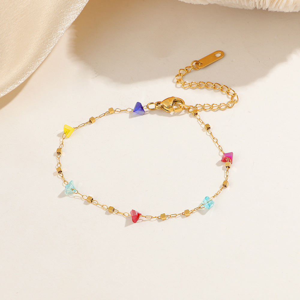 Luxury Sweet Colorful Dopamine Irregular Versatile High-grade Clavicle Bracelet