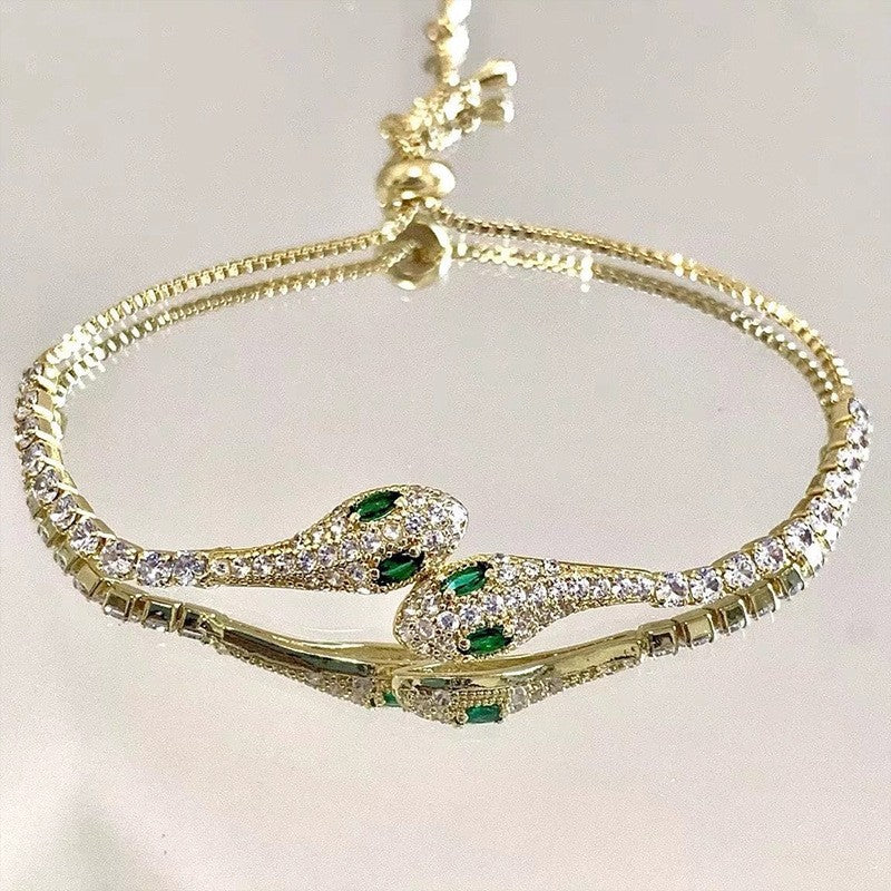 Zircon Snake-shaped Flower Light Luxury High-grade Bracelets