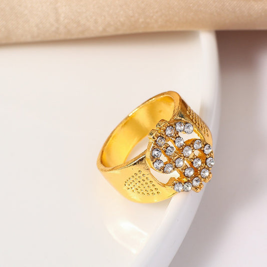 Durable Men's Dollar Sign Hip Hop Ring
