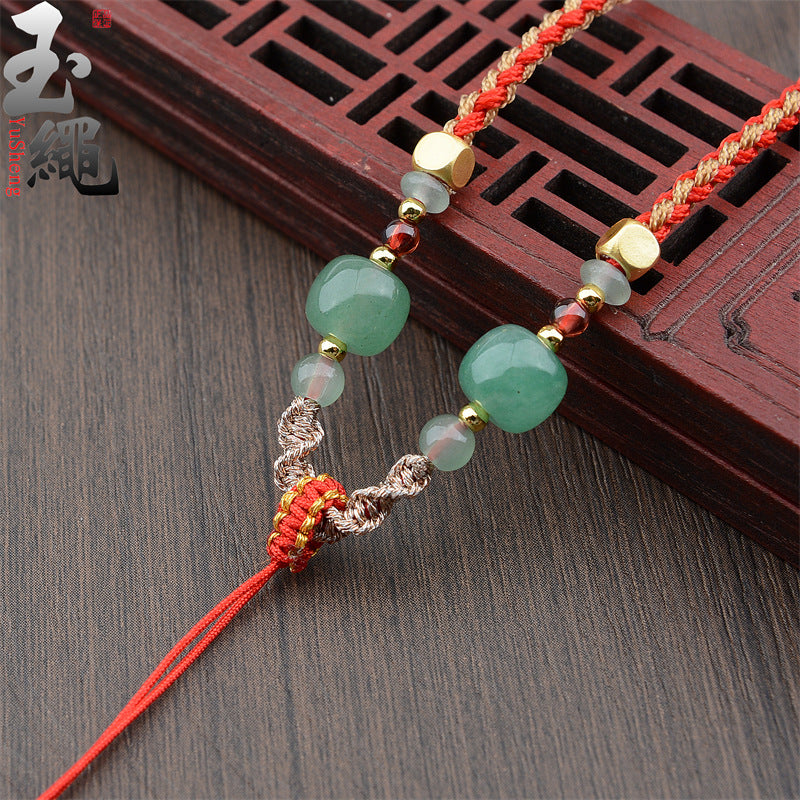 Comfortable Rope Emerald Jade Hand-woven Aventurine Necklaces