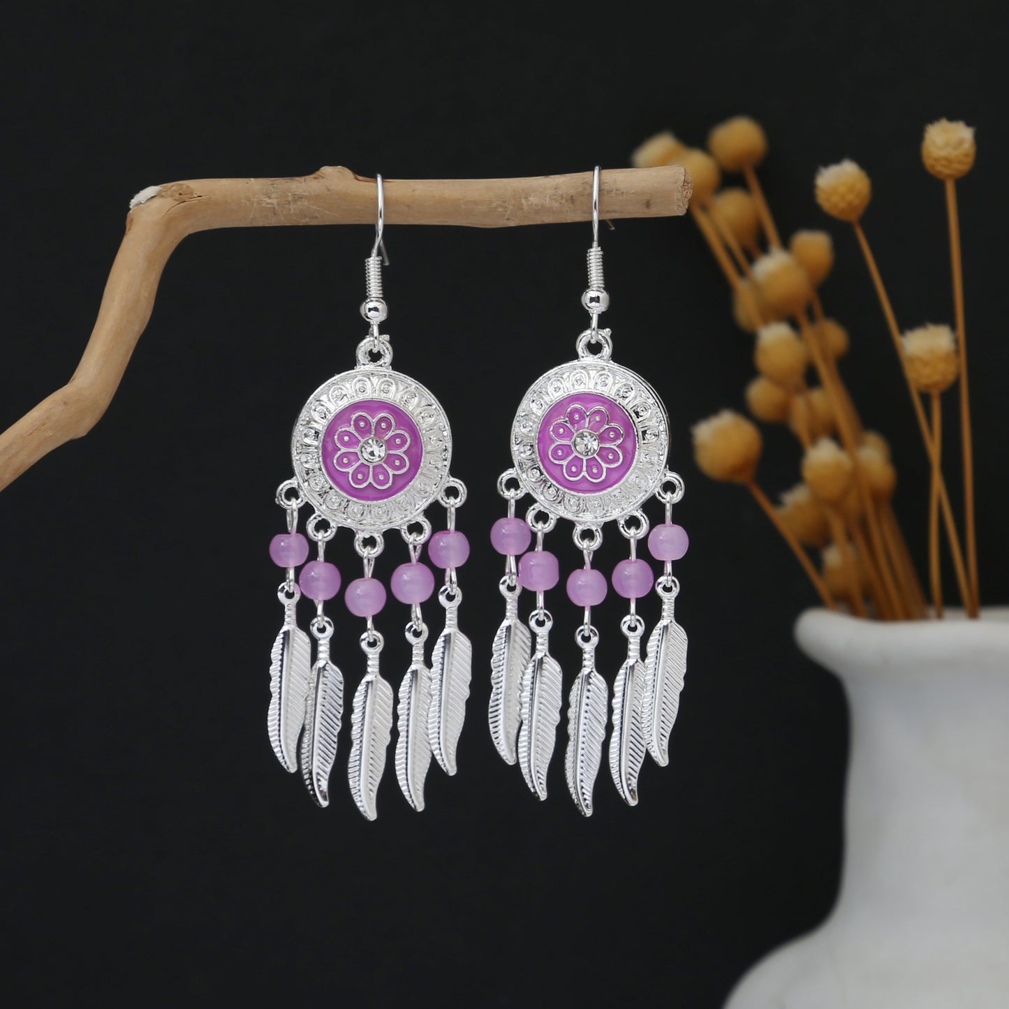 Personalized Ethnic Style Miao Sier Geometric Colorful Rings