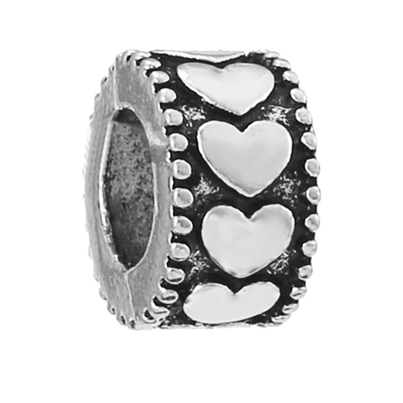 Alloy Large Hole Beads Hollowed Heart Shape Jewelry Accessories