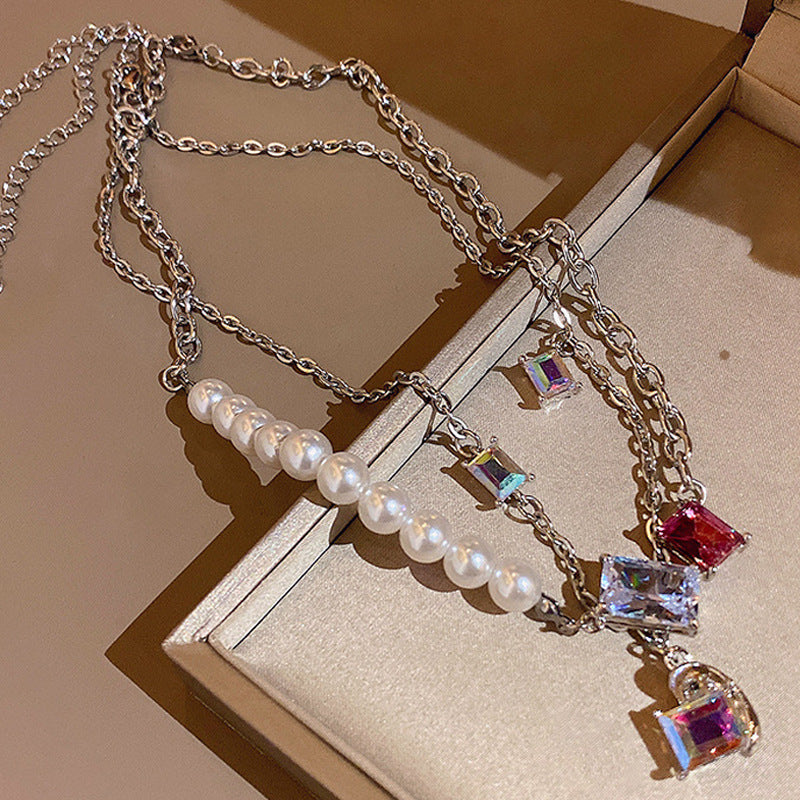 Women's Stitching Heart Clavicle Chain Light Luxury Necklaces